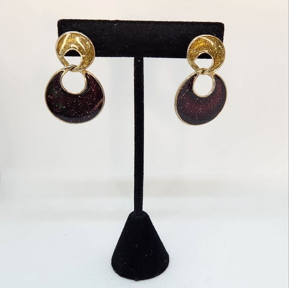 Stylish Purple and Gold Shimmer Earring - Picture 1 of 2